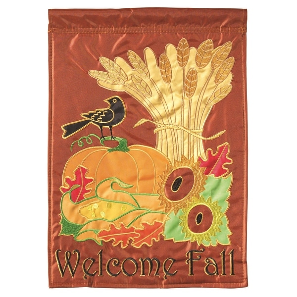 13" x 18" Harvest Crow Cornstalk Pumpkin Autumn Garden Flag - N/A