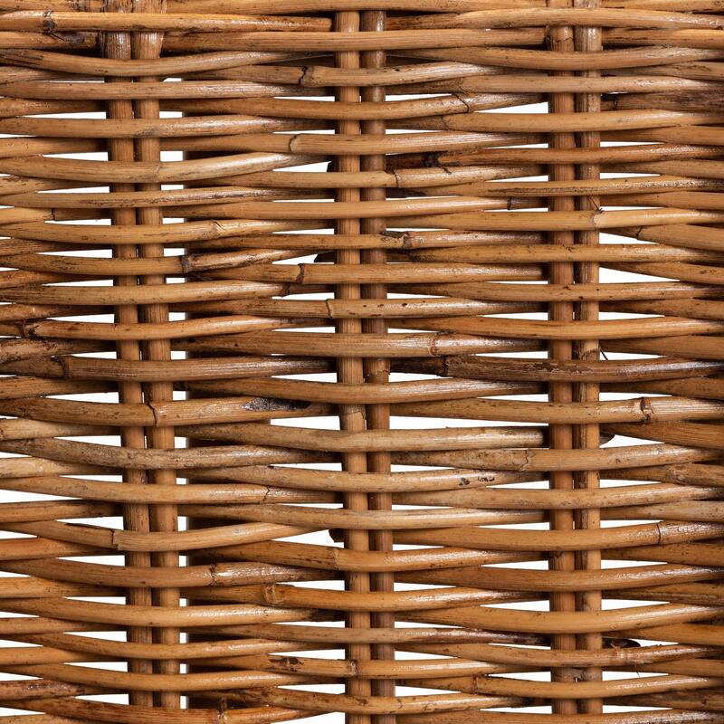 Mario Modern Bohemian Natural Brown Finished Teak Wood and Rattan 2-Piece Chair/ Stool Set