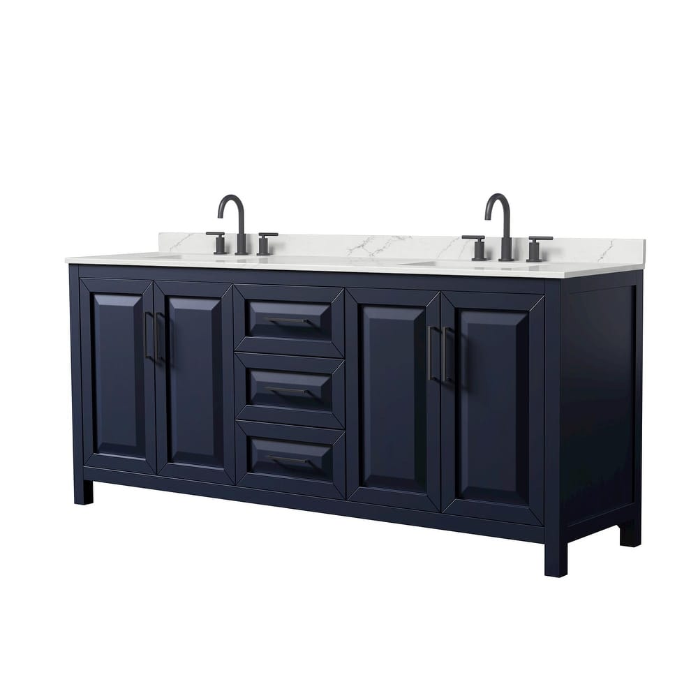 Daria 80-inch Double Vanity, 3 Hole Quartz Top