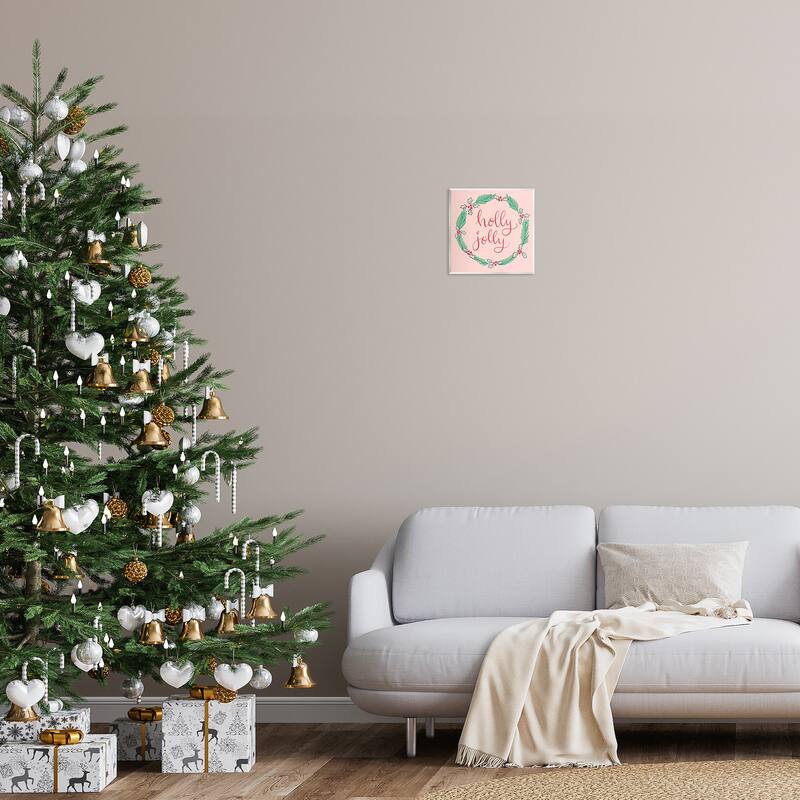 Stupell Minimal Holly Jolly Wreath Wall Plaque Art Design By Sazerelli Designs