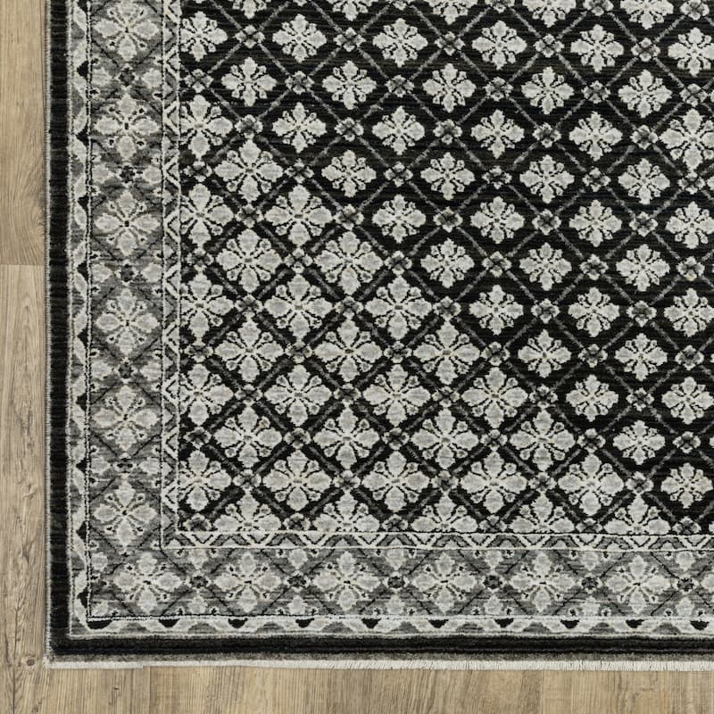 Style Haven Cádiz Diamond Medallions Black/Grey Area Rug