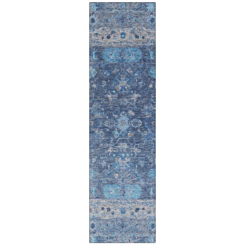 Machine Washable Indoor/ Outdoor Traditional Border Chantille Rug