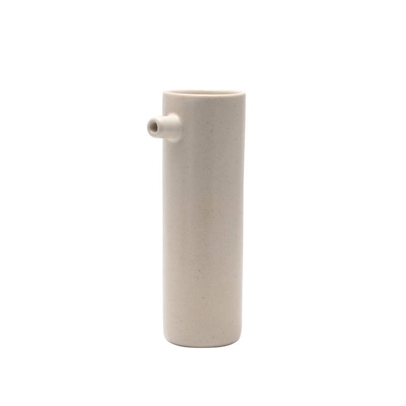 Sm. Ceramic Vase Stone w/Spout - A - CREAM
