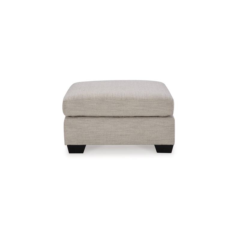 Joey Accent Ottoman, Soft Cushioned Beige Polyester, 36 Inch Square
