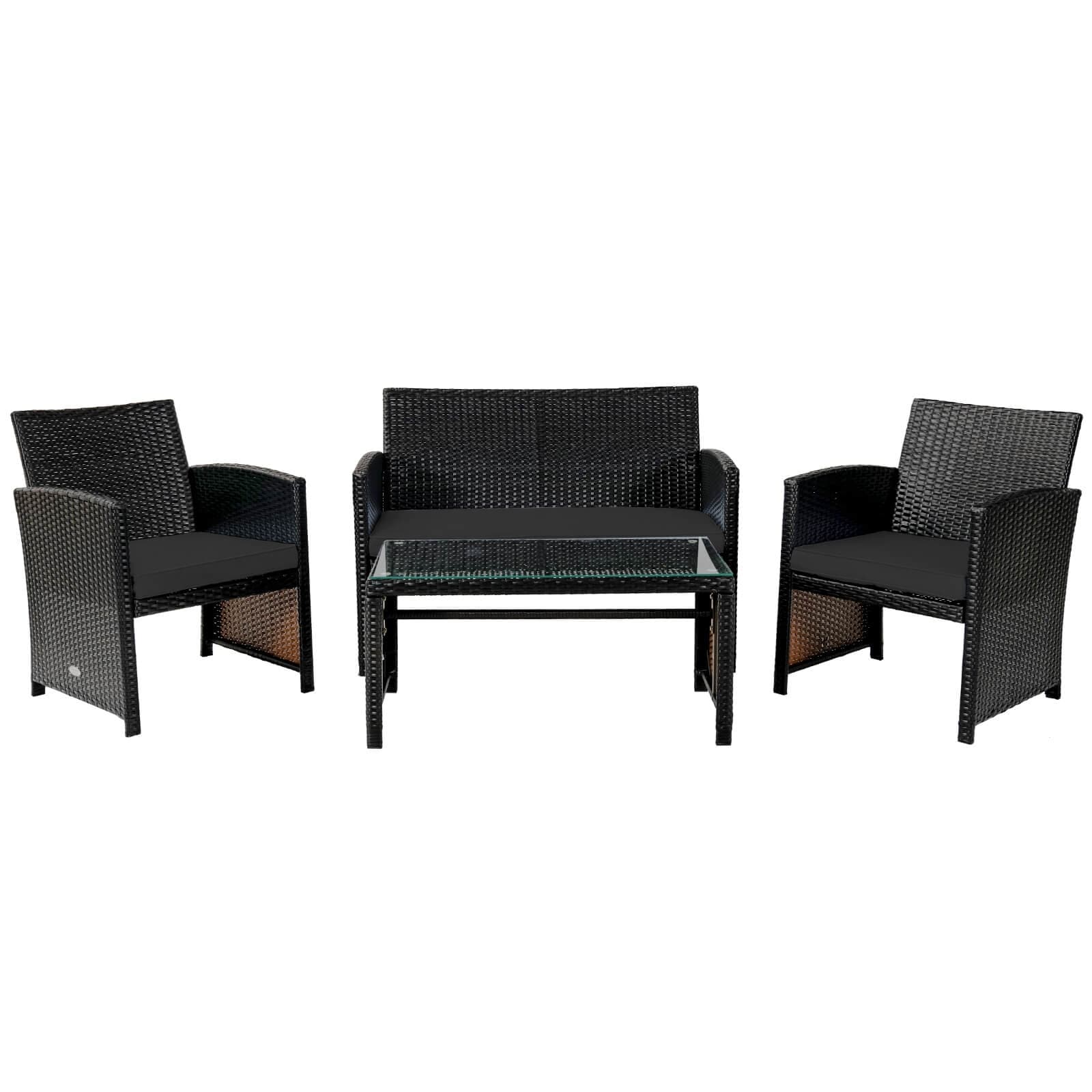 Gymax Set Of 4 Patio Rattan Furniture Set Cushioned Chair Sofa Table