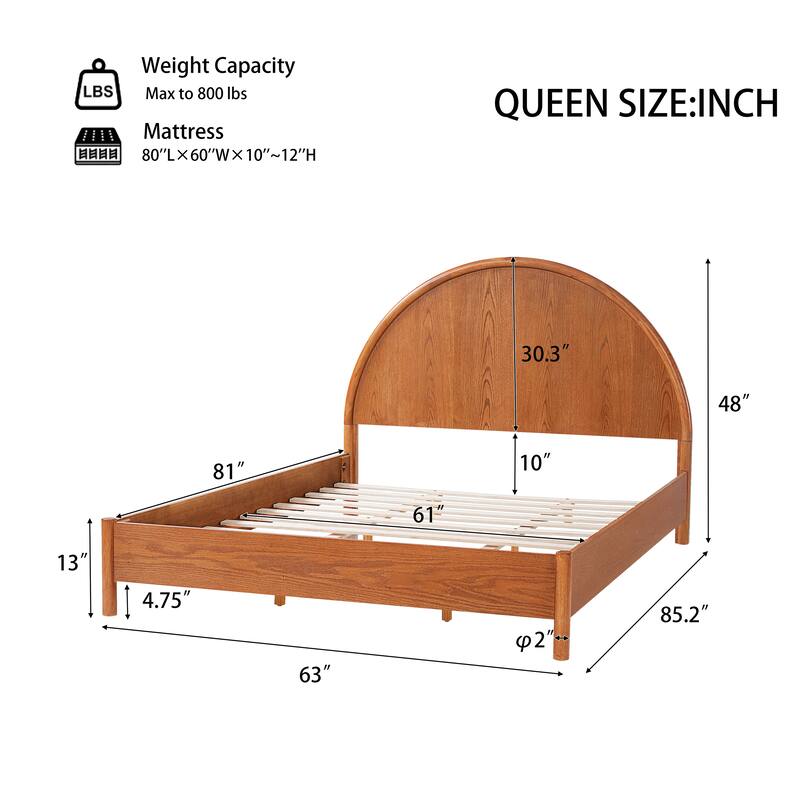 Christopher Knight Home - Modern Mid-Century Wooden Platform Bed with Arched Headboard