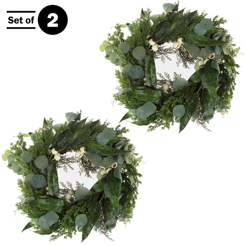 Pure Garden 20-Inch Artificial Eucalyptus Wreath