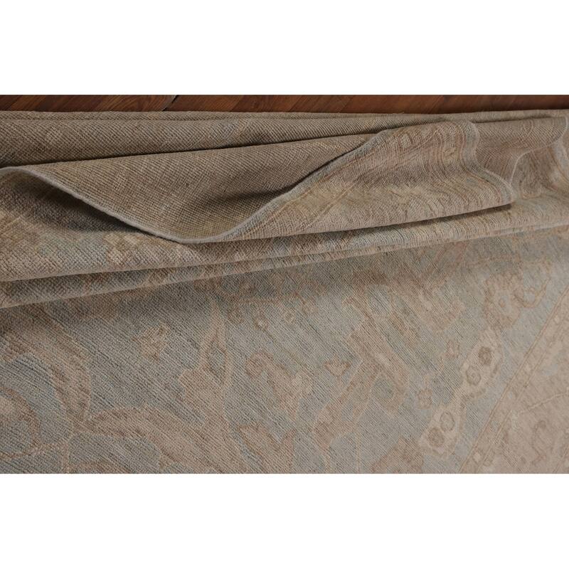Light Blue Oushak Vegetable Dye Area Rug Handmade Wool Carpet - 8'3"x 9'7"