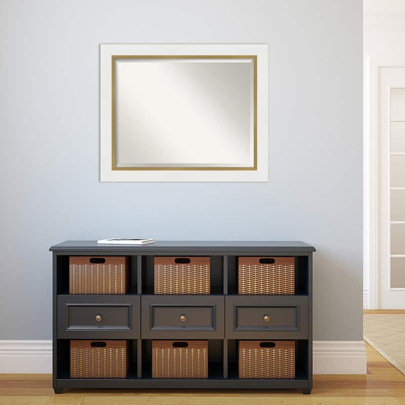 Beveled Wall Mirror - Eva White Gold Frame - Eva White Gold