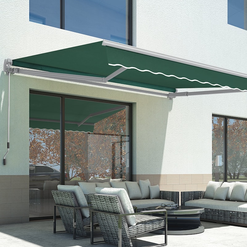MCombo Patio Awning 12x8 Feet Sunshade Canopy for Manual Retractable Awnings, 4664 - Dark Green