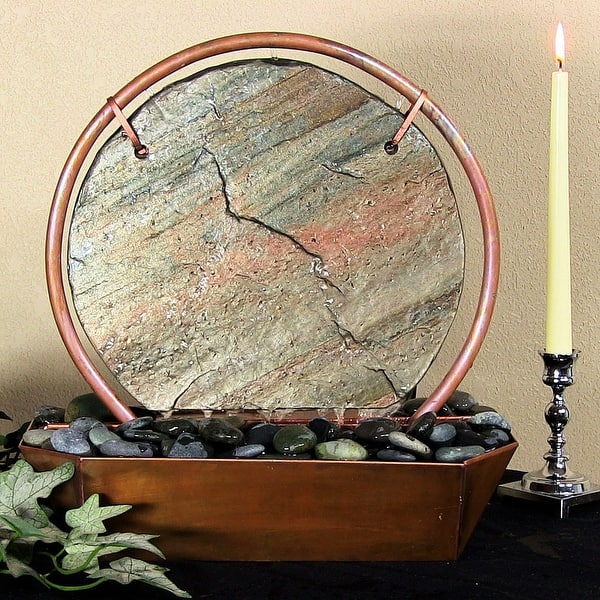 Sunnydaze Moonrise Tabletop Fountain Copper 18 Inch Tall Bed Bath