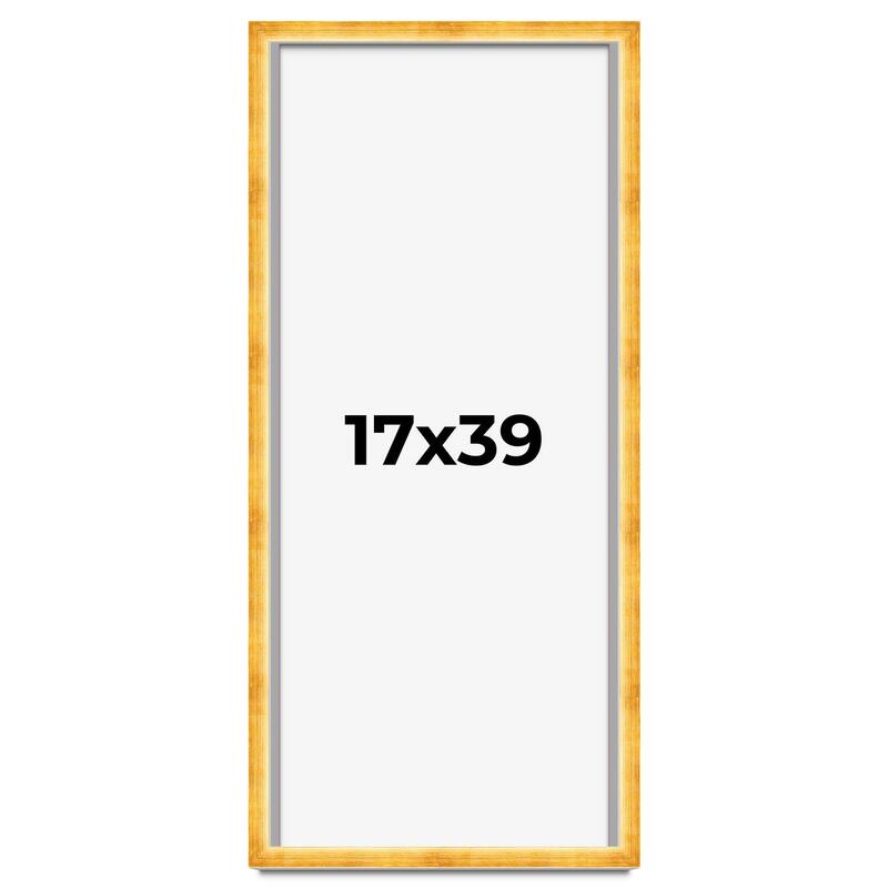 17x39 Shadow Box Frame Gold | 1.625 Inches Deep Real Wood Traditional