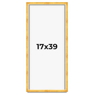 17x39 Shadow Box Frame Gold | 1.625 Inches Deep Real Wood Traditional