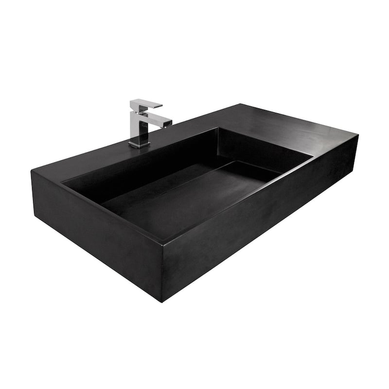 Amelia 36" - 72" Solid Surface Bathroom Vanity Top - 36" Left Basin - Black
