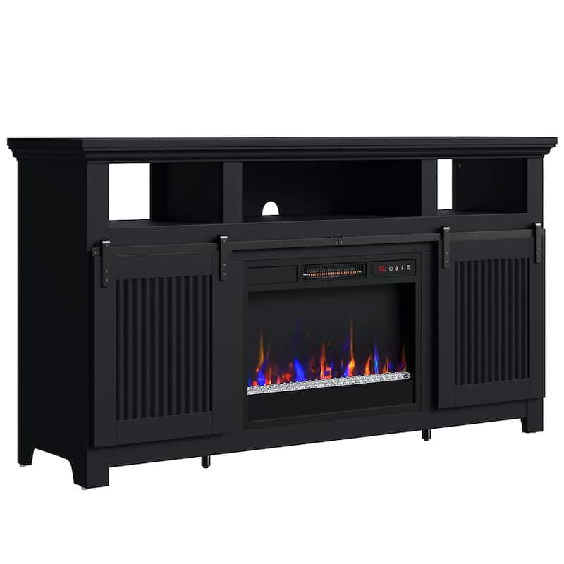 Bestier 60'' Fireplace TV Stand with Electric Fireplace Heater & Storage Cabinet for TVs up to 65 Inch