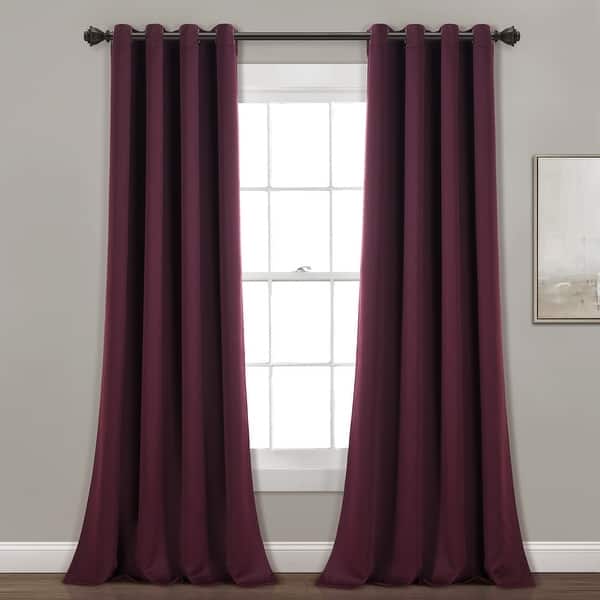 slide 2 of 8, Lush Decor Insulated Grommet Blackout Curtain Panel Pair 52"W x 84"L - Plum