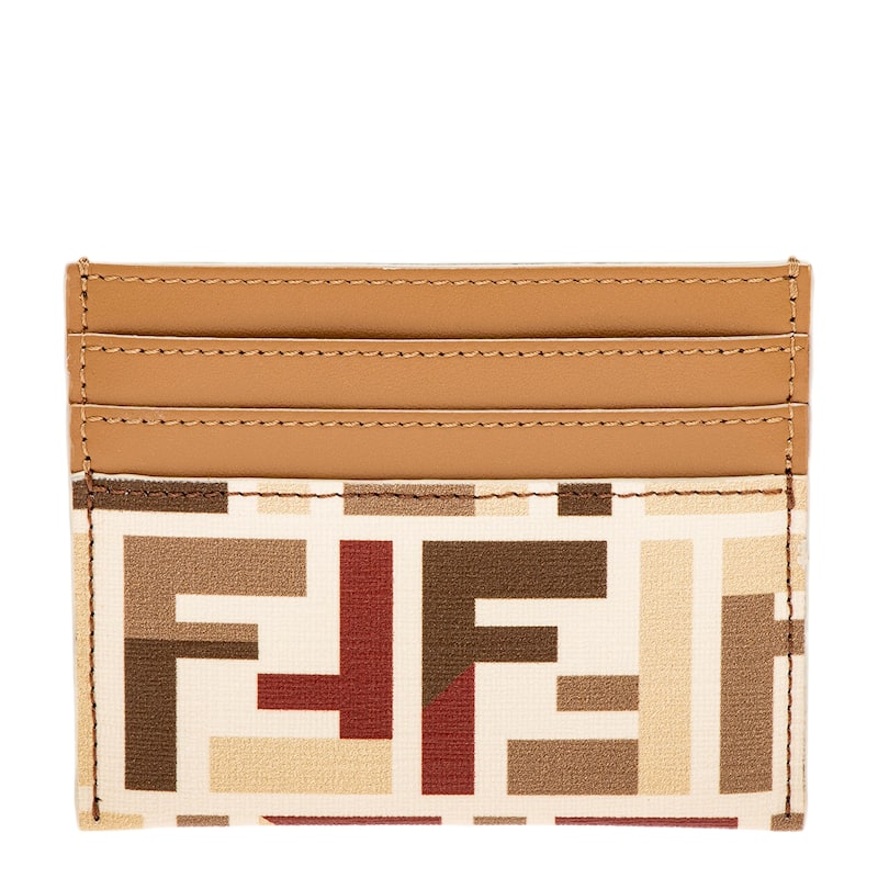 Fendi Roma Flat Card Case - Off-White, Brown, Beige, and Red