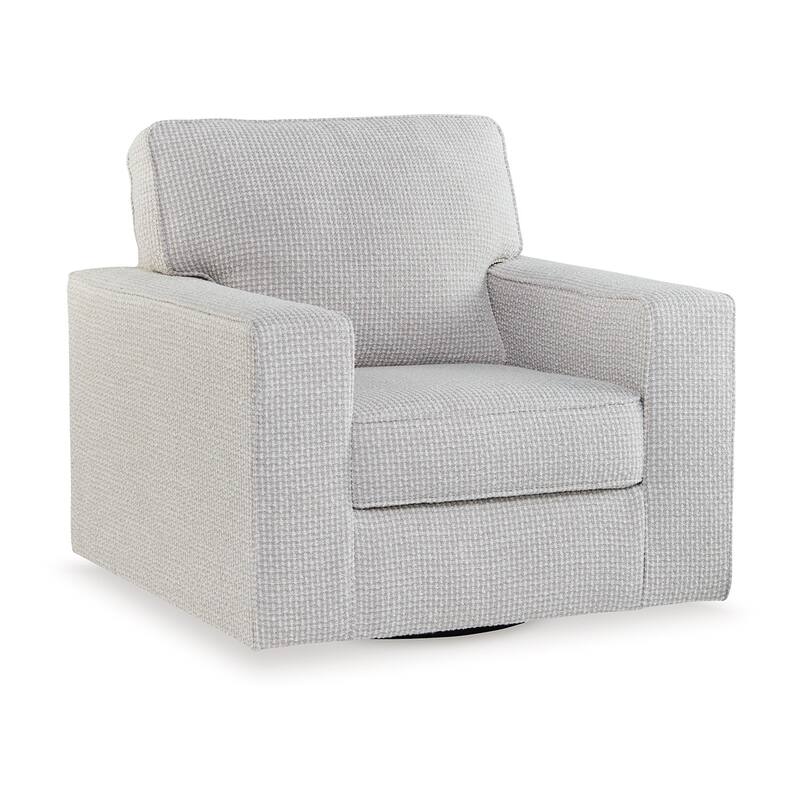 Olivia Swivel Accent Armchair, Light Gray Crosshatch Pattern Polyester