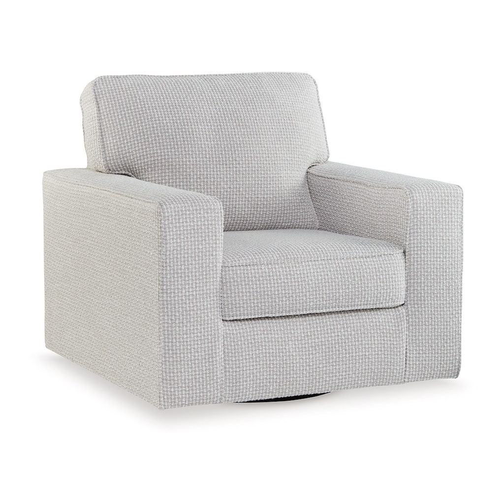 Olivia Swivel Accent Armchair, Light Gray Crosshatch Pattern Polyester