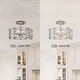 preview thumbnail 8 of 10, Anita Satin Nickel 3-Light Drum Shade Clear Glass Prism Flush Mount - 17.2 inches in diameter x 11.3 inches H