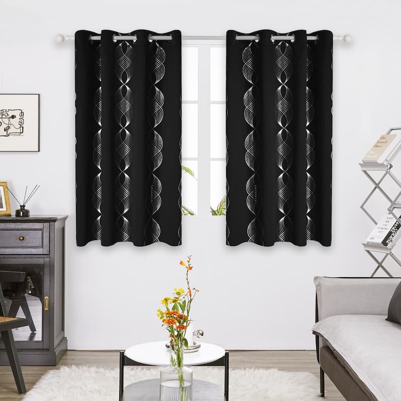 Deconovo Blackout Silver Wave Curtains(2 Panel)