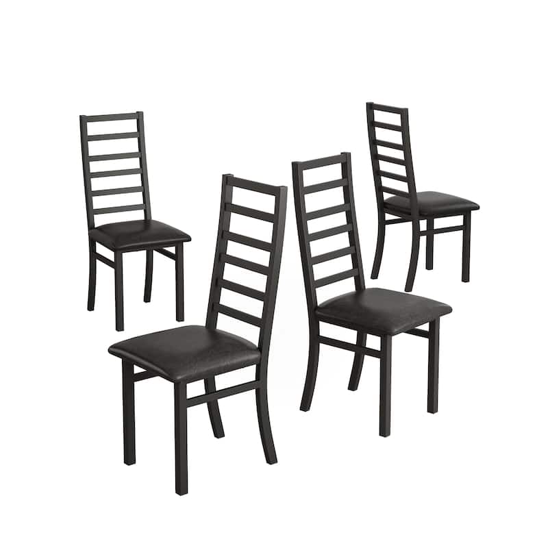 High Back Armless Dining Chairs with Steel Legs and PU Leather Seats, Set of 4/Set of 2