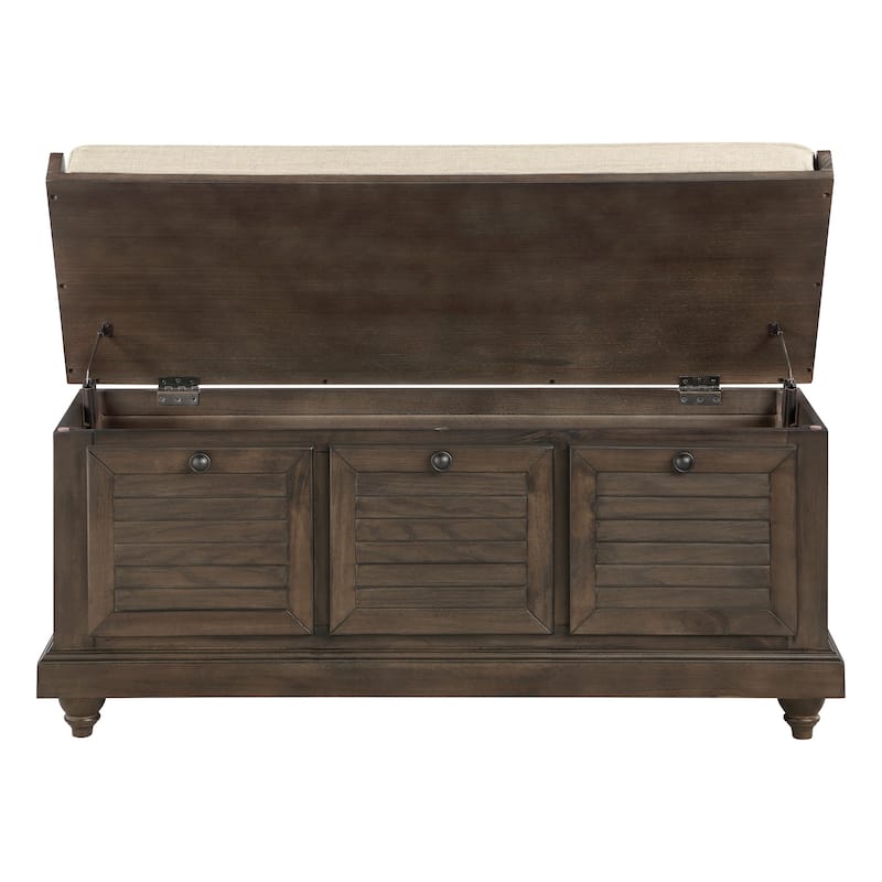 Dover White Wash Entryway Storage Bench