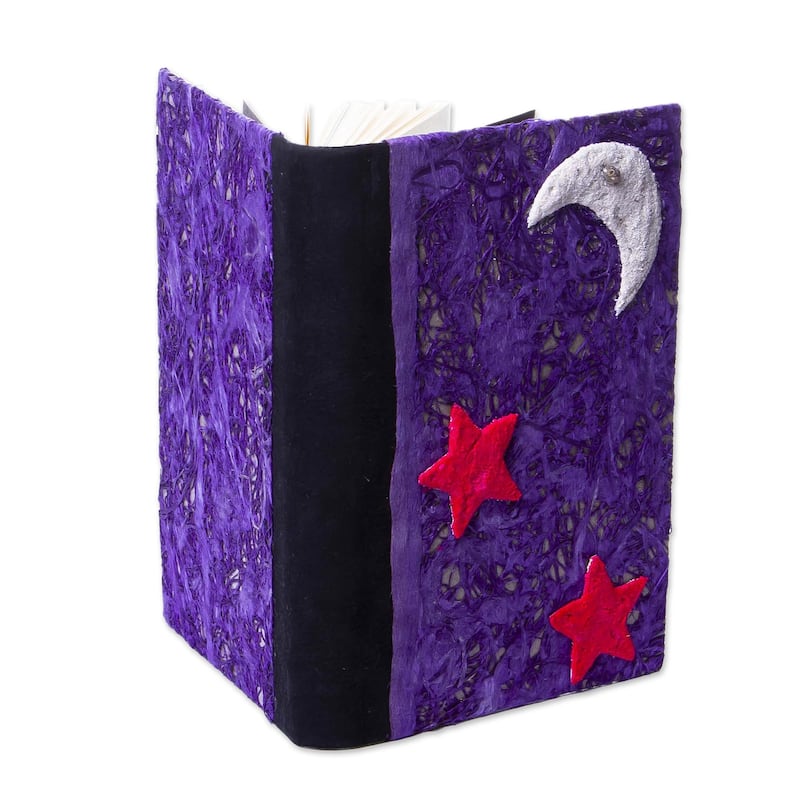 Novica Handmade Moon And Stars Amate Paper Journal