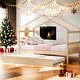 preview thumbnail 1 of 11, Twin Size Wooden House Bed Platform Bed with Twin Size Trundle and Solid Construction For Home Natural