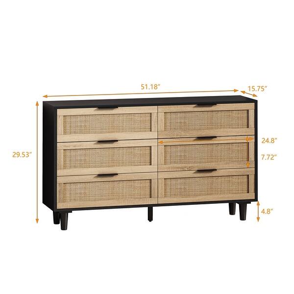 Modern 6 drawers Rattan dresser Rattan Drawer - Bed Bath & Beyond ...