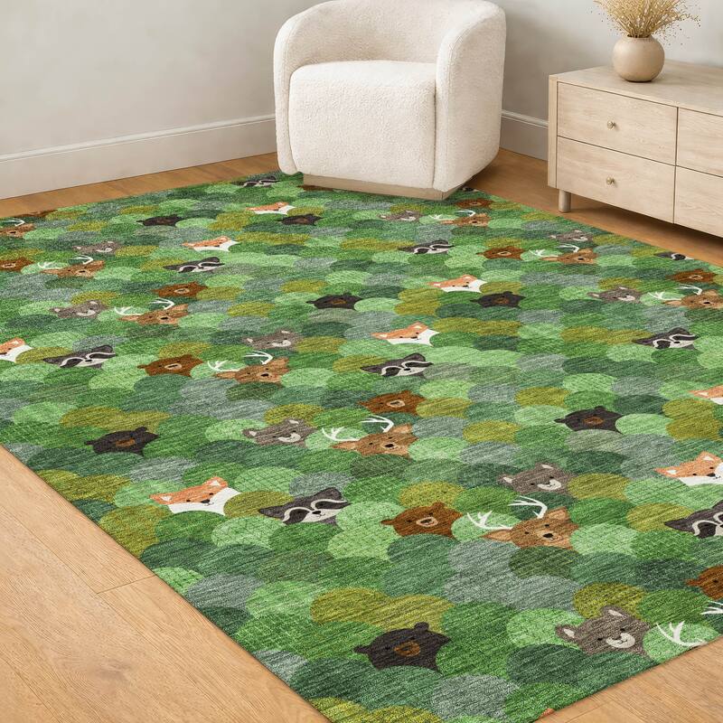Machine Washable Indoor/ Outdoor Whimsy Critters Chantille Rug