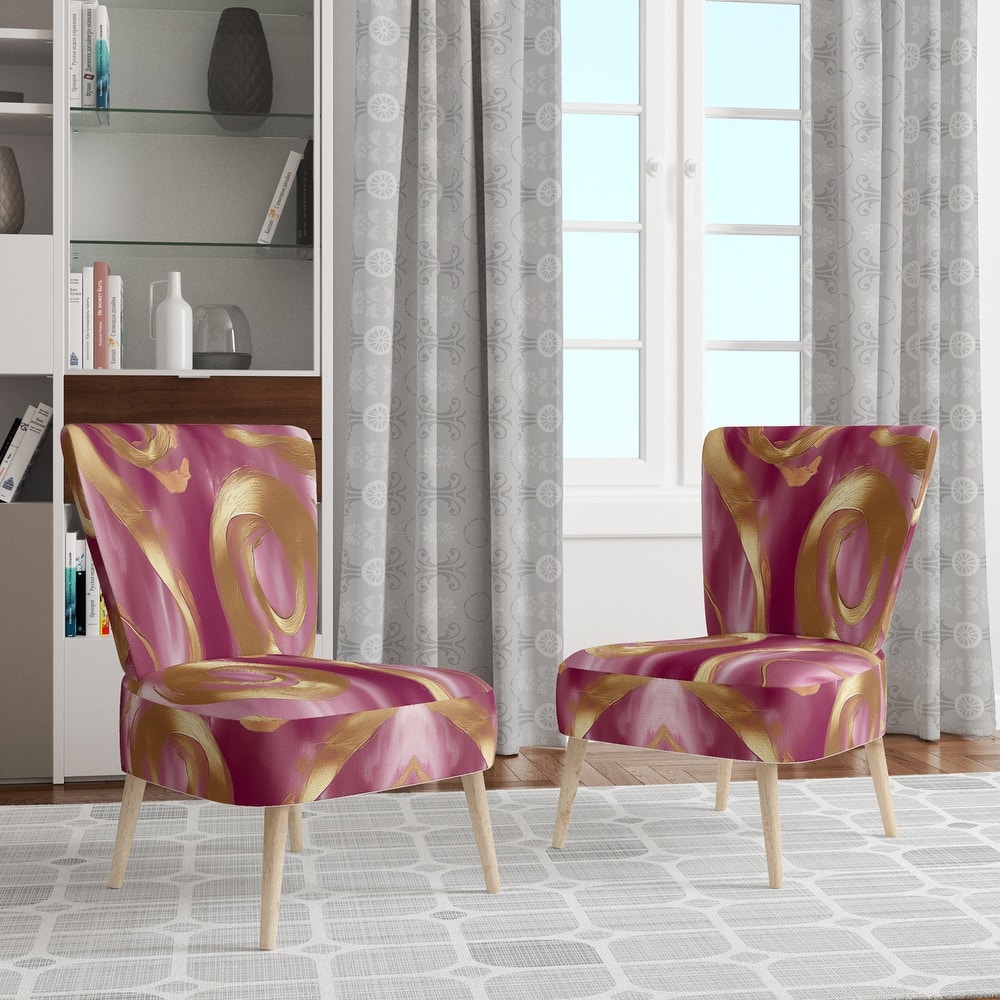 Designart "Mettalic Indigo And Gold II" Upholstered Abstract Accent Chair - Glam Arm Chair For Living Room