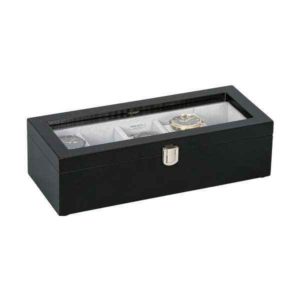 Mele & Co. Tate Glass Top Wooden Watch Box in Java Finish. Opens flyout.
