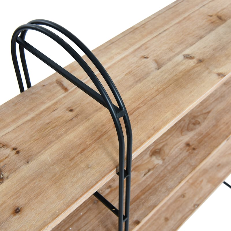Wood and Metal Adjustable Shelving Unit - N/A