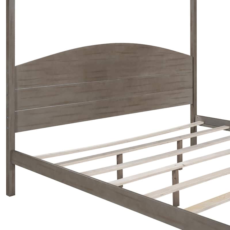 King Size Canopy Platform Bed With Support Legs