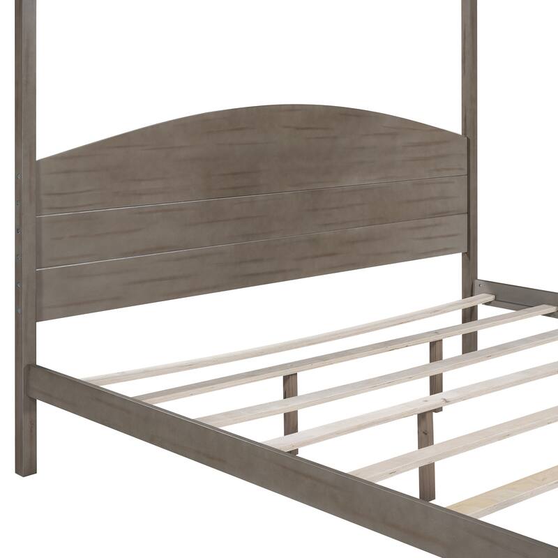 Roomfitters King Size Canopy Platform Bed with Headboard, Support Legs and Modern Frame