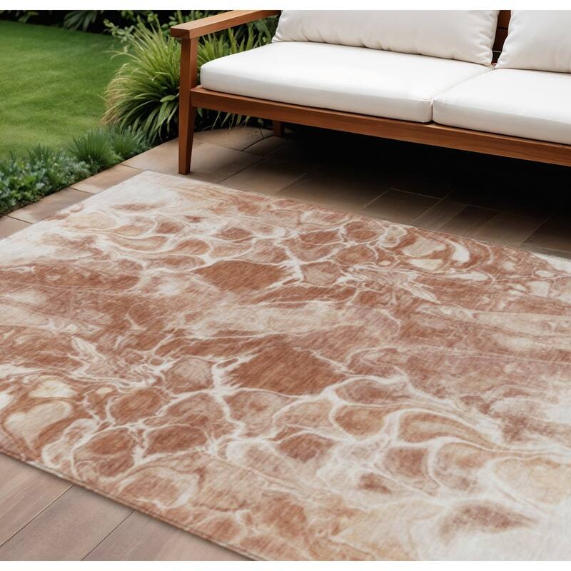 HomeRoots Abstract Transitional Rectangle Outdoor Rug - 8' X 10'