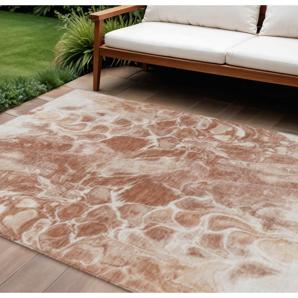 HomeRoots Abstract Transitional Rectangle Outdoor Rug