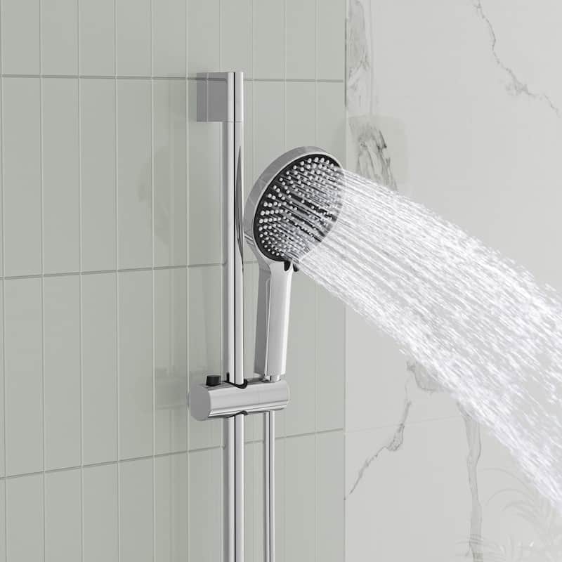 Modland Wall-Mounted Bathtub Faucet with 3-Function Hand Shower, 1.59GPM, Matte Black/Chrome, CUPC Certified