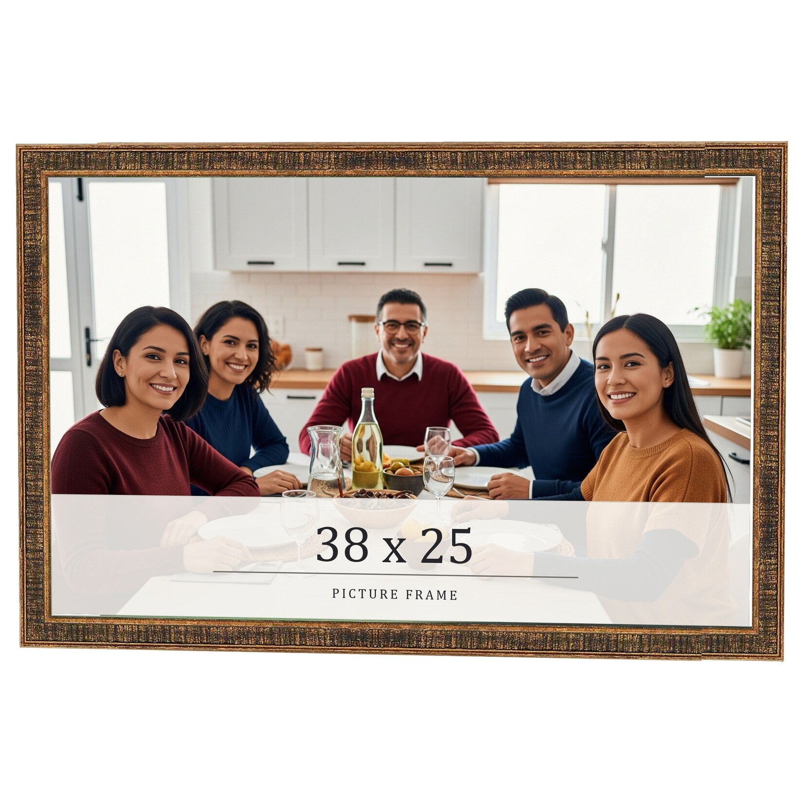 38x25 Frame Gold Kingsley Distressed Solid Wood Picture Frame Width