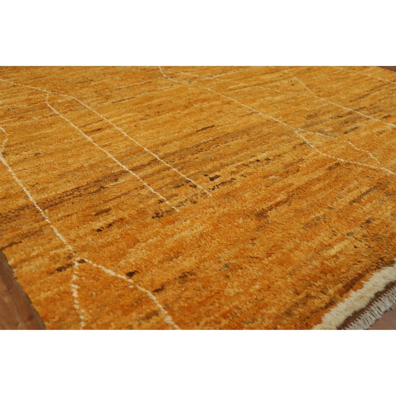 Moroccan Oriental Area Rug Hand-Knotted Orange Tribal Wool Carpet - 5'6" x 7'6" - 5'6" x 7'6" - Orange