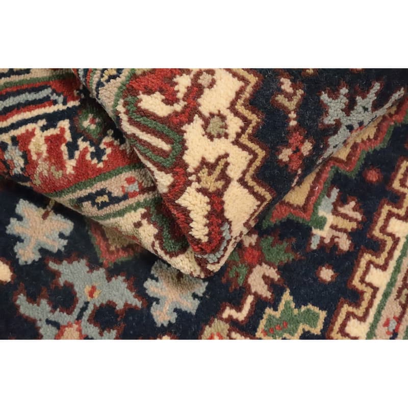 Hand Knotted Oriental 100% Wool Carpet Traditional Medallion Navy Blue & Blues Heriz (serapi) Area Rug - 5' 1'' X 3' 0''