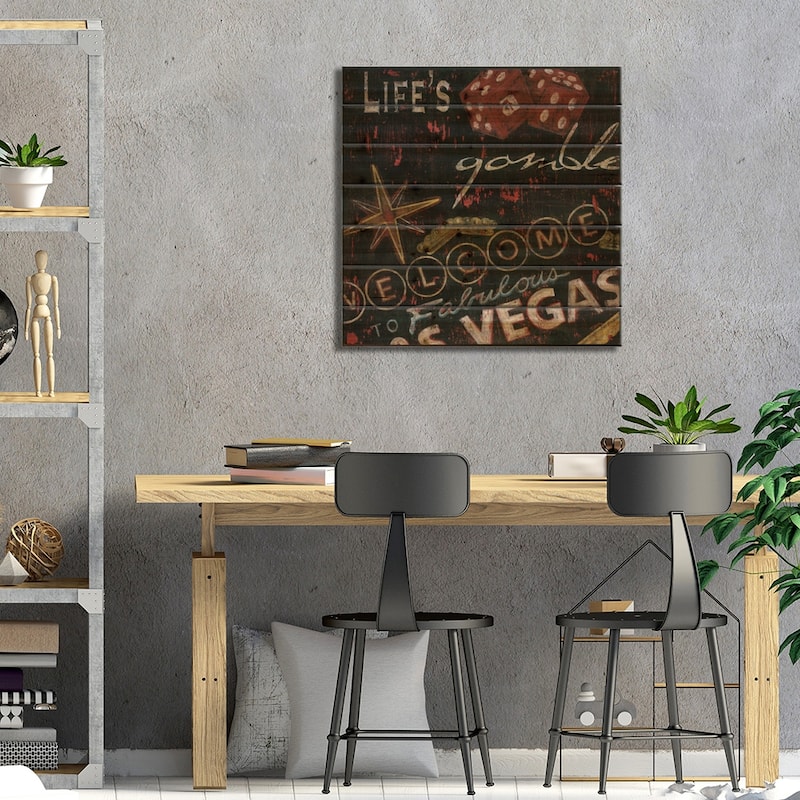 Life's a Gamble Print On Wood by Tava Studios - Multi-Color