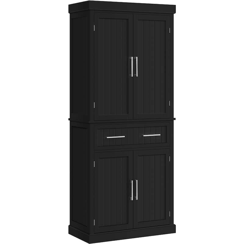 Yaheetech Wooden Kitchen Pantry Storage Cabinet with Doors and Shelves - Black