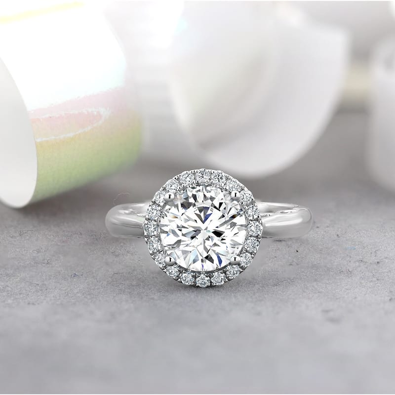 Auriya 14k Gold 1 5/8ct TW Moissanite Halo Diamond Engagement Ring 1/4ctw