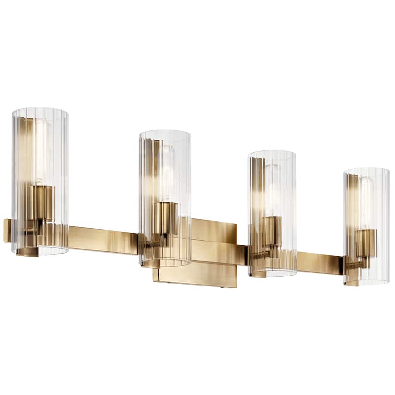 Jemsa 32 in. 4-Light Bathroom Vanity Light with Clear Fluted Glass