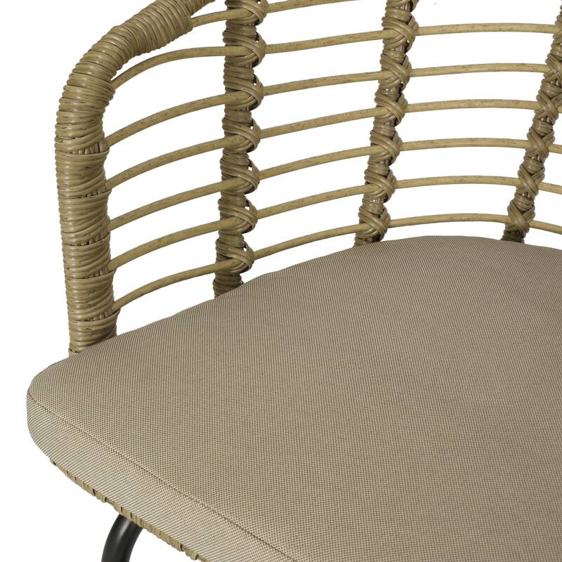 Curved Patio Dining Chairs Wicker Chairs with Cushions, Arm Chair Reading Chair Accent Chair Leisure Chair