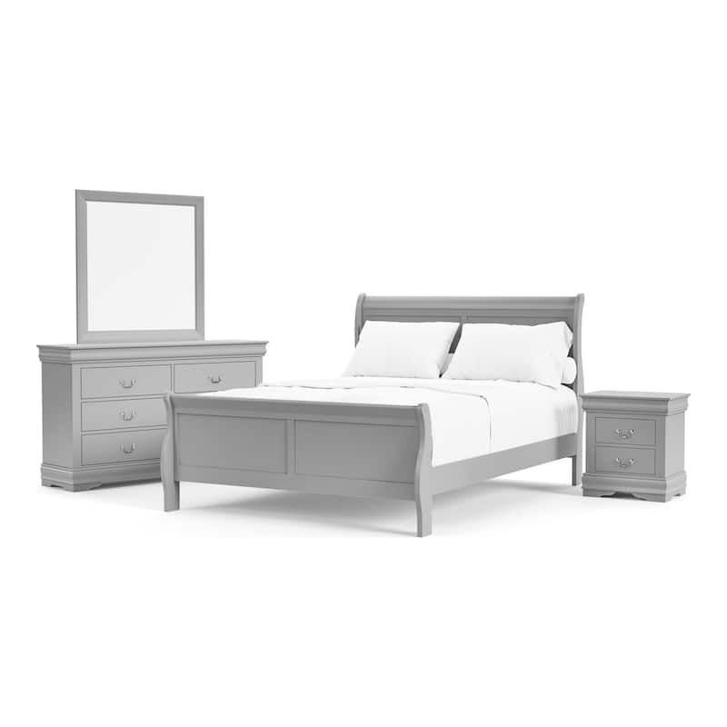 Furniture of America Mayday Traditional Solid Wood 4-Piece Sleigh Bedroom Set