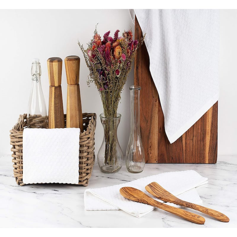White Classic Dish Towel Set, 12 Pack Kitchen Dish Hand Towels 15x26 inch