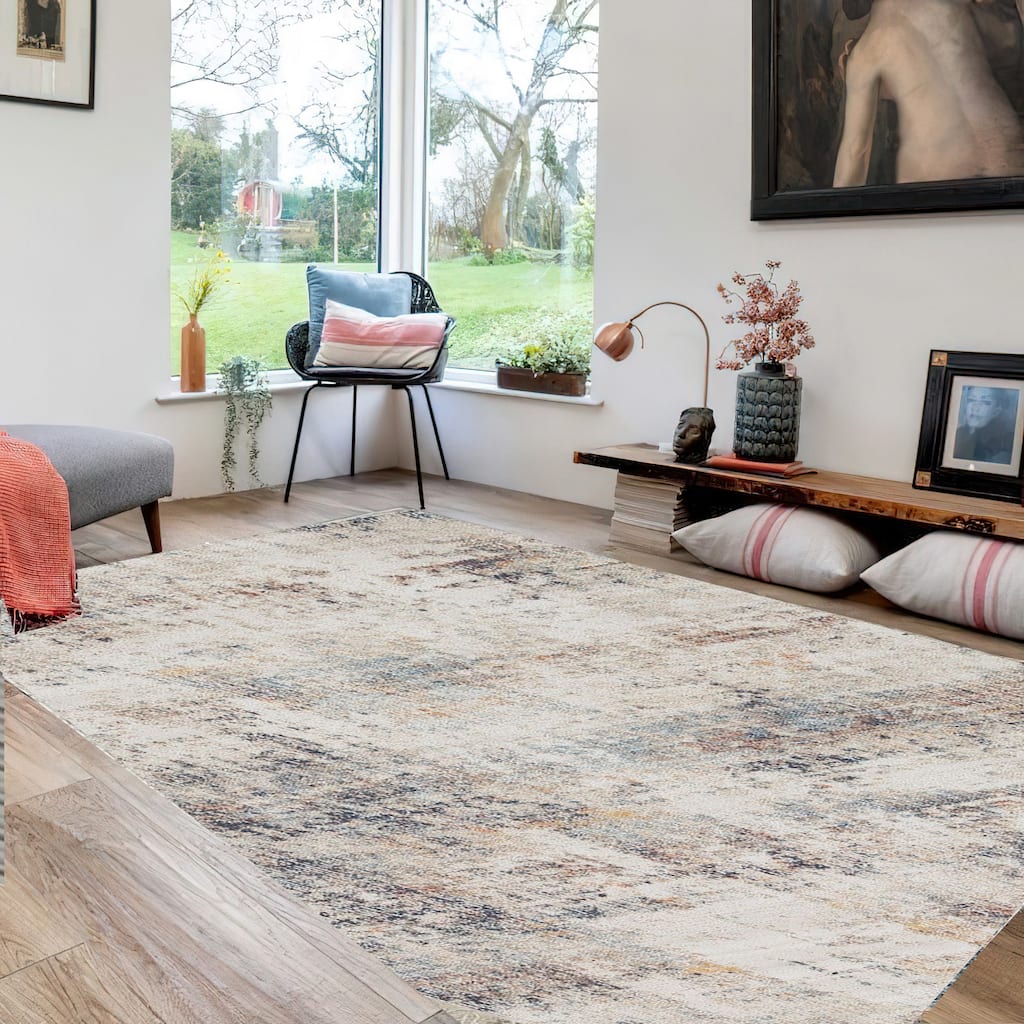 Selena 5 x 7 Area Rug, Indoor Outdoor, Multicolor Abstract Polyester - 5 x 7